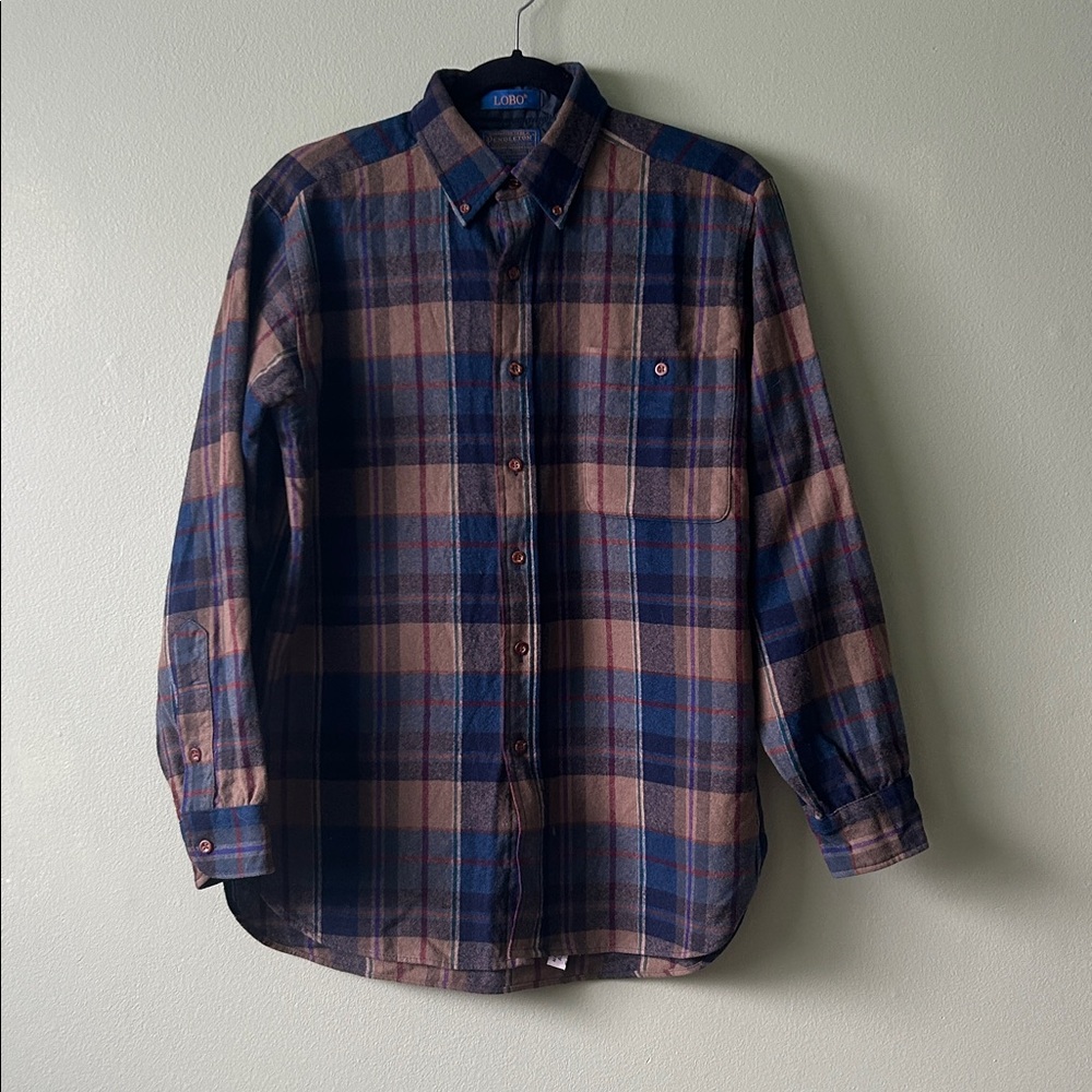 Pendleton Blue and Tan Checkered Shirt